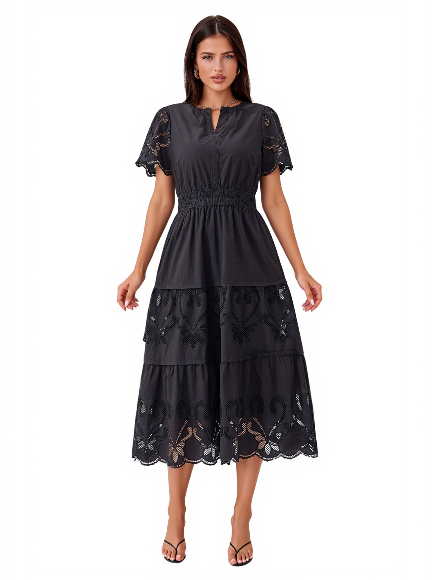 PRETTYGARDEN Women's Midi V-Neck Midi Dress, Sizes S-XXL
