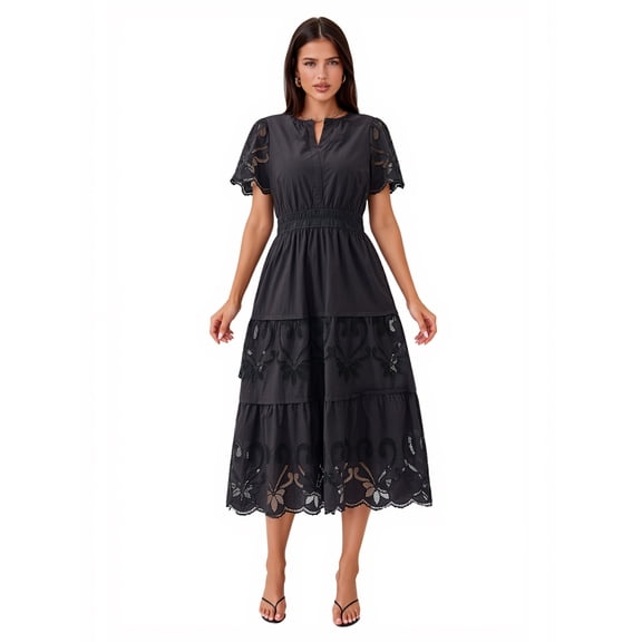 PRETTYGARDEN Women's Midi V-Neck Midi Dress, Sizes S-XXL