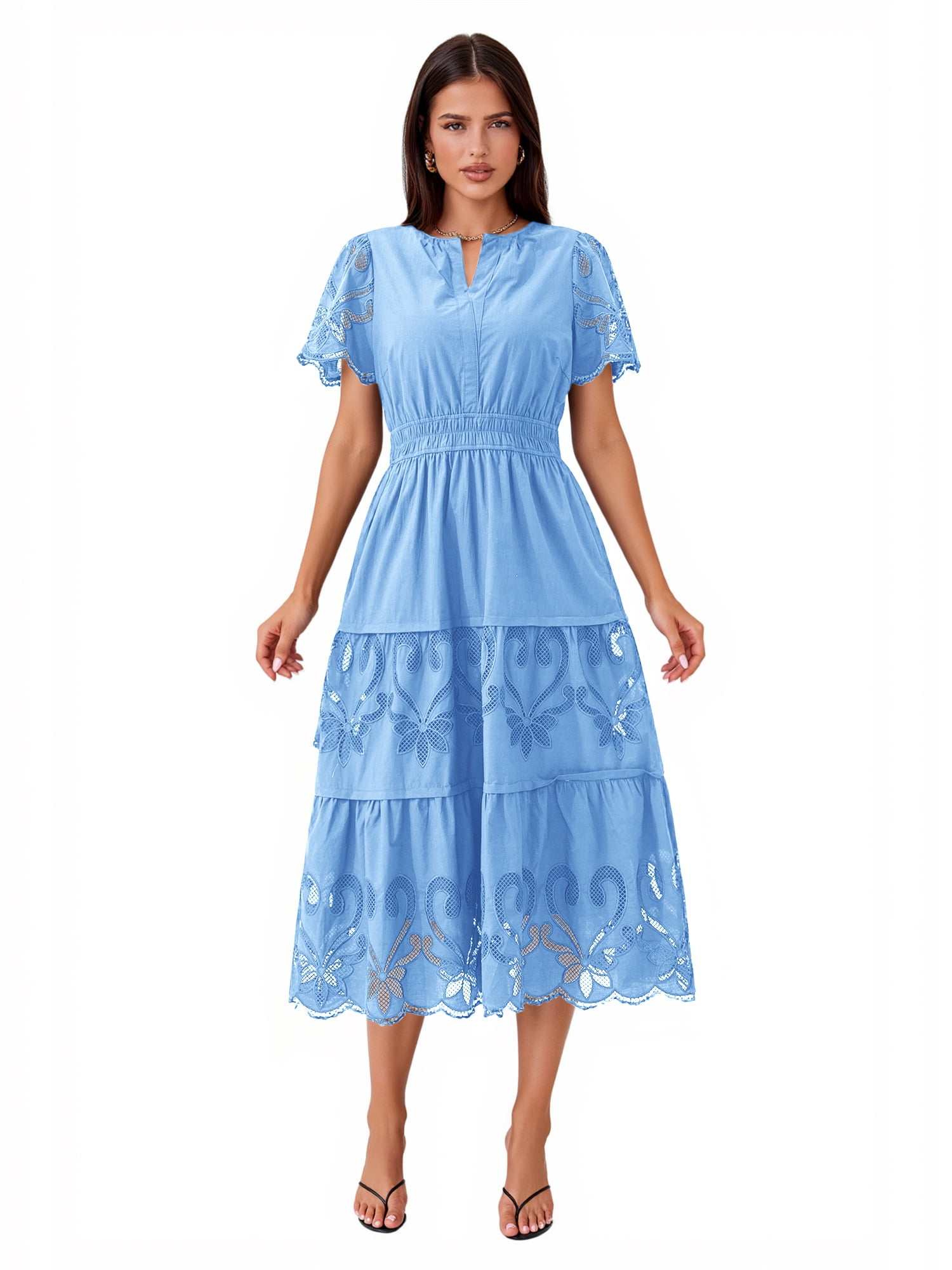 PRETTYGARDEN Women's Midi V-Neck Midi Dress, Sizes S-XXL