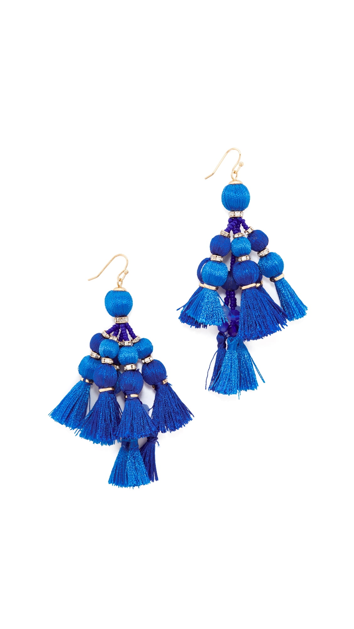 珍しい  Pretty Women's Poms Blue - Earrings Statement Tassel アクセサリー