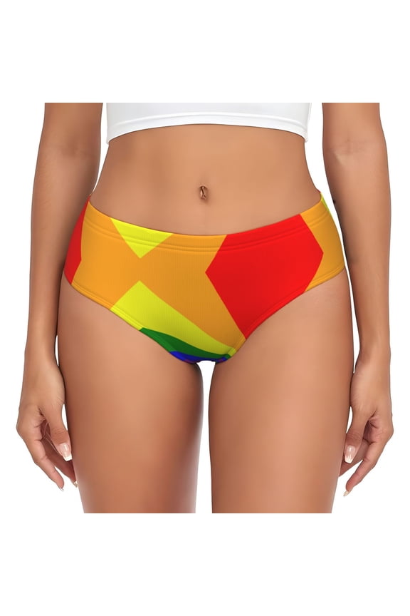 Women's Pride Rainbow Flag Seamless Hipster Panties Stretch printed Bikini Underwear Medium