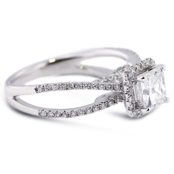 Women's Princess Cut Diamond Engagement Ring, Halo Diamond Wedding Ring, Hidden Halo Solitaire Accent Ring, 2.2 Ct Simulated Diamond, 925 Sterling Silver, Gift Ring For Her