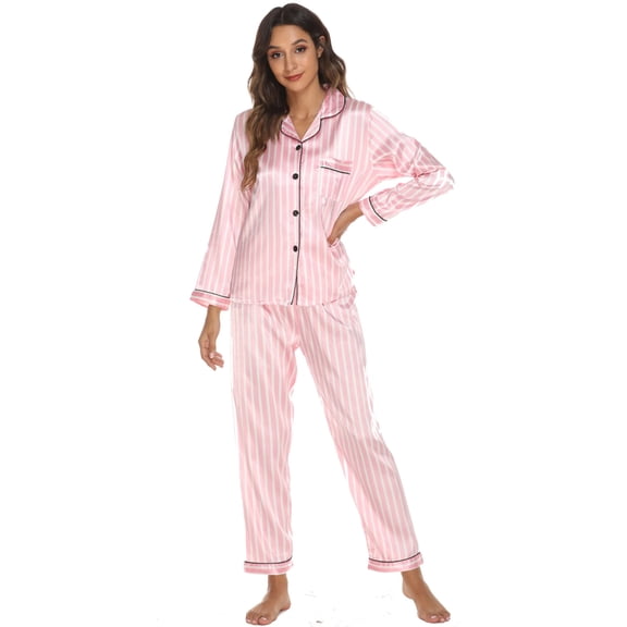 Women's Print Pajama Set Long Sleeve Tops And Pants Loungewear Sleepwear