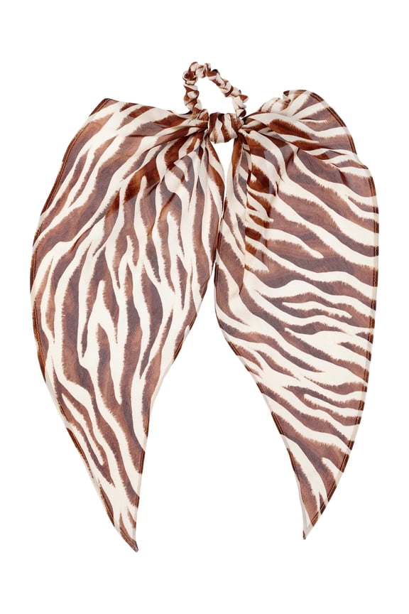Women's Print Pony Scarf Hair Accessory, Tan