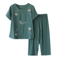 thumbnail image 1 of Women's Print Soft Sleepwear Capri Pajamas Sets Short Sleeve Two-Piece Pjs Round Neck Tops & Capri Pants, 1 of 3