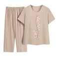 thumbnail image 1 of Women's Print Soft Sleepwear Capri Pajamas Sets Short Sleeve Two-Piece Pjs Round Neck Tops & Capri Pants, 1 of 3