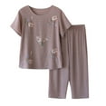 thumbnail image 1 of Women's Print Soft Sleepwear Capri Pajamas Sets Short Sleeve Two-Piece Pjs Round Neck Tops & Capri Pants, 1 of 3