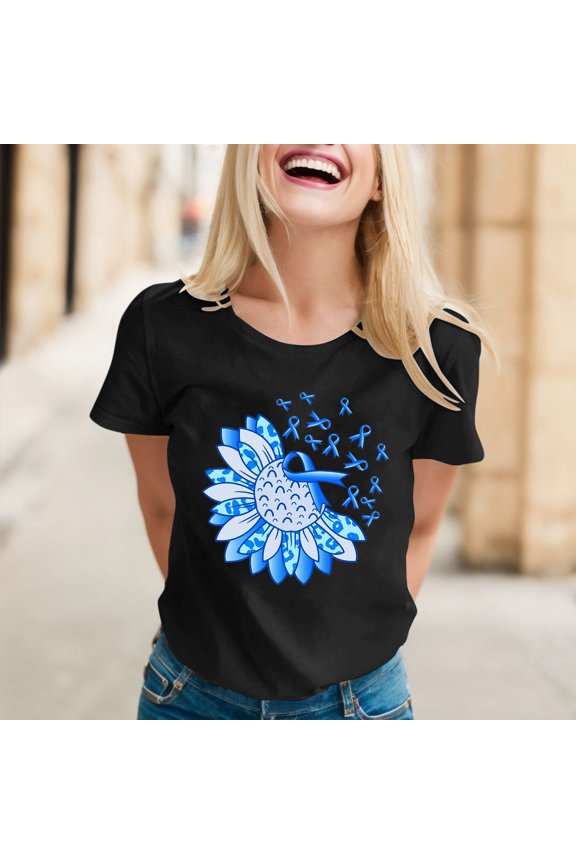 Women's Print T Shirt Short Sleeve O Neck T Shirt Top Blouse Striped Womens Shirt Turtle Neck Top for Women Workout Shirts Large Women Long Sleeve Tee Shirt Work T Shirts Women Shirts for Women Long