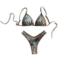 thumbnail image 1 of Women's Print Triangle Tankini Set Back Tied Bra and Bottoms Briefs Thong for Beach and Pool, 1 of 8