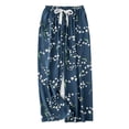 thumbnail image 1 of Women's Print Wide Leg Pants, High Waisted Drawstring Elastic Waist Palazzo Lounge Pants with Bow, 1 of 3