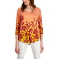 thumbnail image 1 of Women's Printed 3/4-Sleeve Top Burnt Brick Combo L, 1 of 1