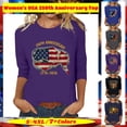 thumbnail image 1 of Women's Printed 3/4 Sleeve Tunic Top, Casual Round Neck Pullover Blouse, Breathable USA 250th Anniversary Summer Fashion Shirt, Plus Size S-4XL, Soft Jersey Fabric, 1 of 7