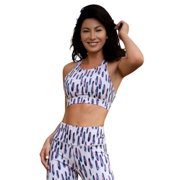Women's Printed Activewear Sports Bra - Spotted Abstract Print, L