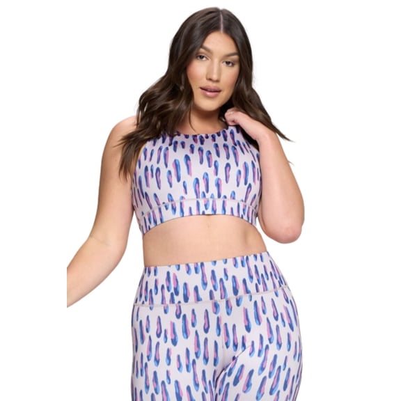 Women's Printed Activewear Sports Bra - Spotted Abstract Print, XL