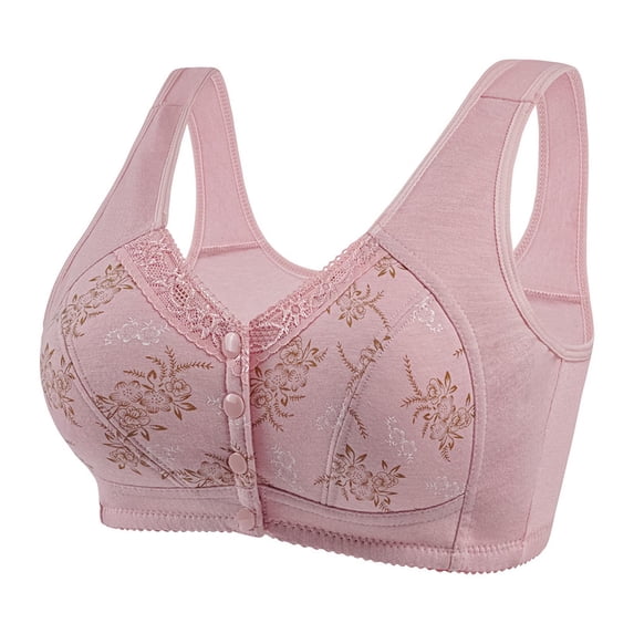 Women's Printed Bra Plus Size Comfort Front Closure Bra Push-Up Wireless Bra Comfortable Supportive Daily Bras