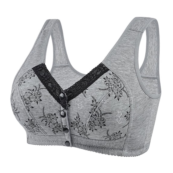 Women's Printed Bra Plus Size Comfort Front Closure Bra Push-Up Wireless Bra Comfortable Supportive Daily Bras
