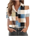 thumbnail image 1 of Women's Printed Button Down Shirts Short Sleeve Lapel Collar Top 2026 Summer Tops for Women Casual Loose Fit Clothing Pocket Tees Outfits Blouse, 1 of 6