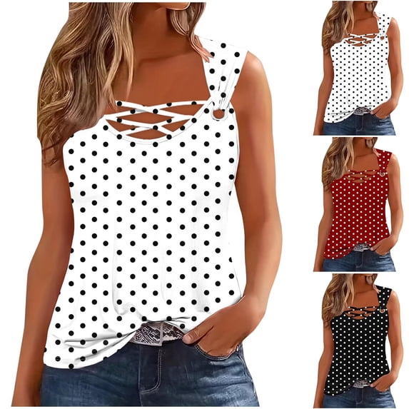 Women's Printed Camisole Sleeveless T-Shirt Loose Tank Top Breathable Lightweight Summer Beach Vacation Casual Fashion | CSEONE,Black L
