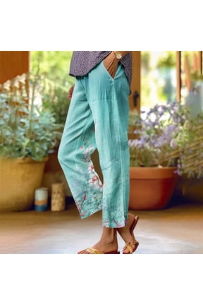 Women's Printed Casual Pants, Straight Leg with Floral Pattern, Relaxed Fit for Spring and Fall, Versatile Daily Wear