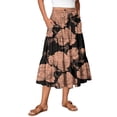 thumbnail image 1 of Women's Printed Casual Skirt Floral Pattern High Waist Flowy Midi Length Summer Fashion A Line Brown S, 1 of 4