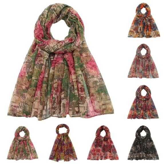 Women's Printed Chiffon Square Scarf Lightweight Versatile Headwrap and Neckwear