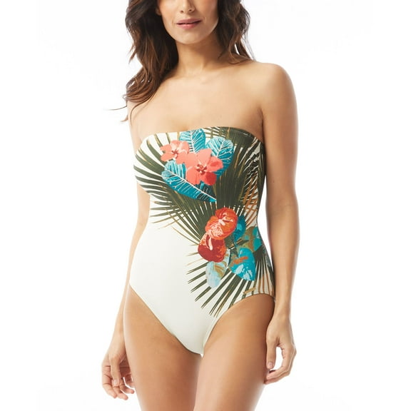 Women's Printed Convertible Bandeau-Top One-Piece Swimsuit Multi 14