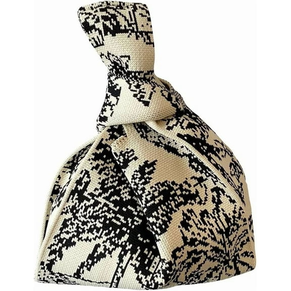 Women's Printed Crochet Hobo Handbag Satchel Bag Mini Purse