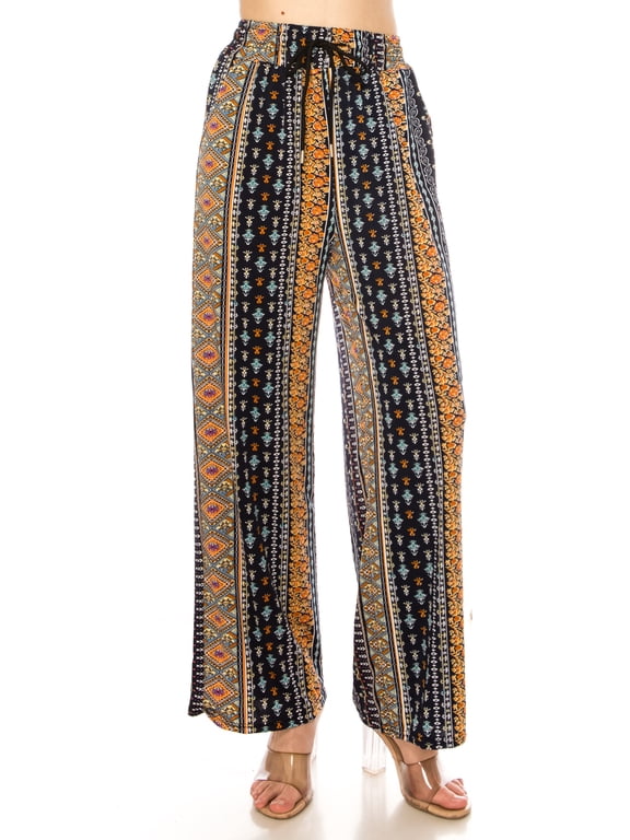 Women's Printed Drawstring Waist Pants with Side Pockets Casual Relaxed Fit