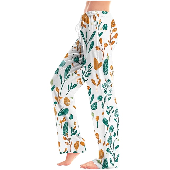 Women's Printed Elastic Waistband Drawstring Pocket Fashionable Pajama Pants, Comfortable and Fashionable Lounge Wear with Elastic Waist for Home, Limited Time Offer Under 10 Dollars