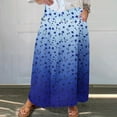 thumbnail image 1 of Women's Printed Elastic Waistband Pleated Pocket Skirt With Mid Calf Skirt Blue M, 1 of 5