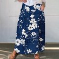 thumbnail image 1 of Women's Printed Elastic Waistband Pleated Pocket Skirt With Mid Calf Skirt Dark Blue XL, 1 of 5