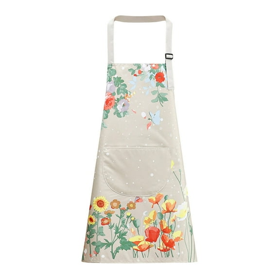 Women's Printed Fashionable Kitchen Cooking Apron, Non-Absorbent Of Dirt And Moisture Material, Large Front Pocket For Small Items Storage, Adjustable Strap, Suitable For Cooking