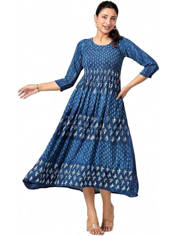 A-Line, 3/4 Sleeve, Maxi Dress, Women's