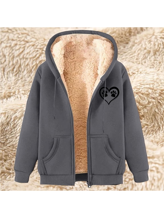 Women's Printed Fleece Hooded Sweatshirt Jacket - Casual Zip-Up Long Sleeve Top with Pockets, Cozy Winter Velvet Pullover for Dance Performance, Birthday Date Night, or Weekend Home Vacation