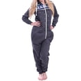 thumbnail image 1 of Women's Printed Fleece Onesie Pajama – Hooded Zip-Up One-Piece Sleepwear, Non-Footed Loungewear Jumpsuit, 1 of 1