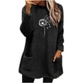 thumbnail image 1 of Women's Printed Fleece Sweaters Causal Crewneck Sweatshirts Graphic Trendy Soft Fuzzy Sweater Long Sleeve Pullover Tops (L, Black), 1 of 4