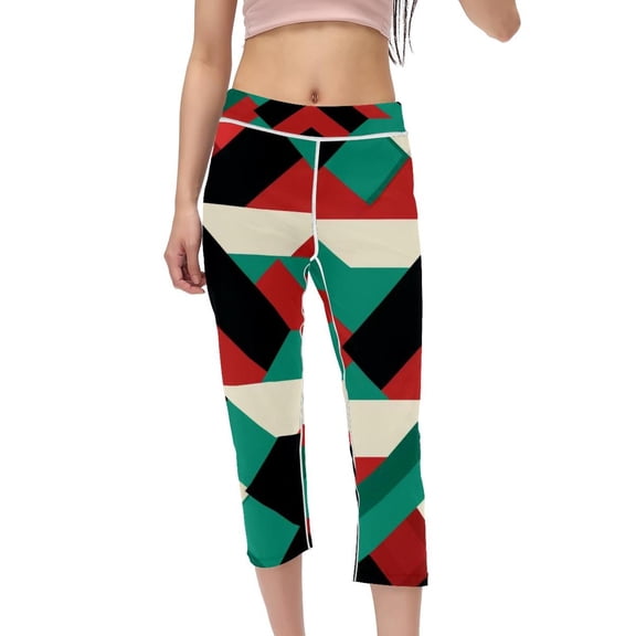 Women's Printed High Waist Capris Gym Leggings - Suitable for Running, Fitness, Yoga - Not See-Through Compression Leggings for Women