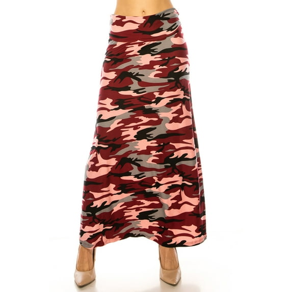 Women's Printed High Waisted A-Line Maxi Skirt with Foldable Waistband - Relaxed Fit