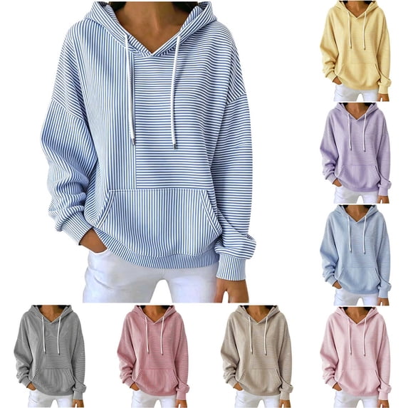 Women's Printed Hooded Sweatshirt, Pullover Drawstring Sports Hoodies, Relaxed Fits Long Sleeve Outdoor Workout Tops