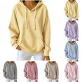 thumbnail image 1 of Women's Printed Hooded Sweatshirt, Pullover Drawstring Sports Hoodies, Relaxed Fits Long Sleeve Outdoor Workout Tops, 1 of 6