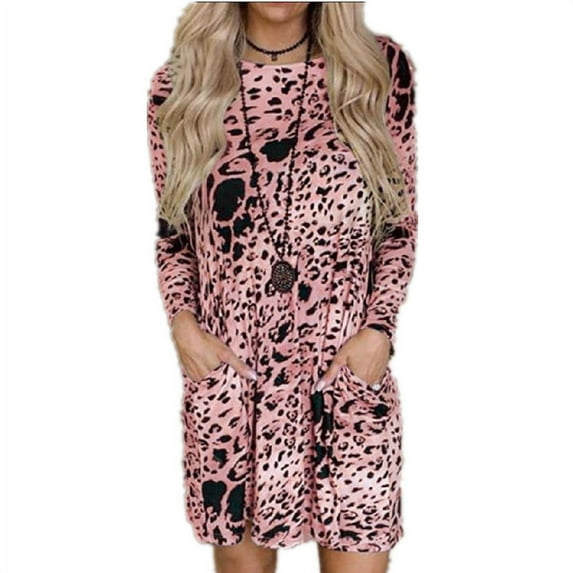 Women's Printed Leopard Print Fashion Pocket Dress