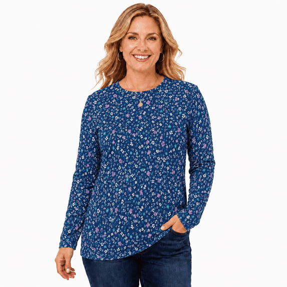 Women's Printed Long Sleeve Crew Neck Casual Top