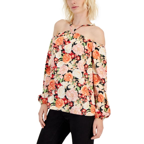 Women's Printed Long-Sleeve Halter Top Emma Garden L