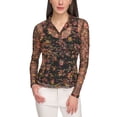 thumbnail image 1 of Women's Printed Mesh Collared Shirt Blackcabernet/Multiblack M, 1 of 1