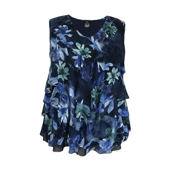 Women's Printed Mesh V-Neck Ruffle Tank