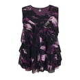 thumbnail image 1 of Women's Printed Mesh V-Neck Ruffle Tank, 1 of 4