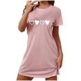 thumbnail image 1 of Women's Printed Nightgowns Short Sleeve Sleepshirts Sleepwear Casual Print Pajama Dress Soft Comfy Sleep Dress Classic Nightdress Gowns Womens Comfy Pajama Dress L, 1 of 5