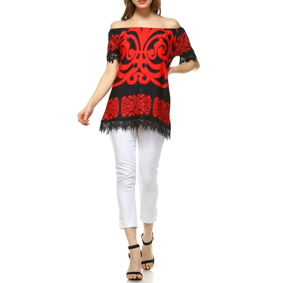 Women's Printed Off the Shoulder Top
