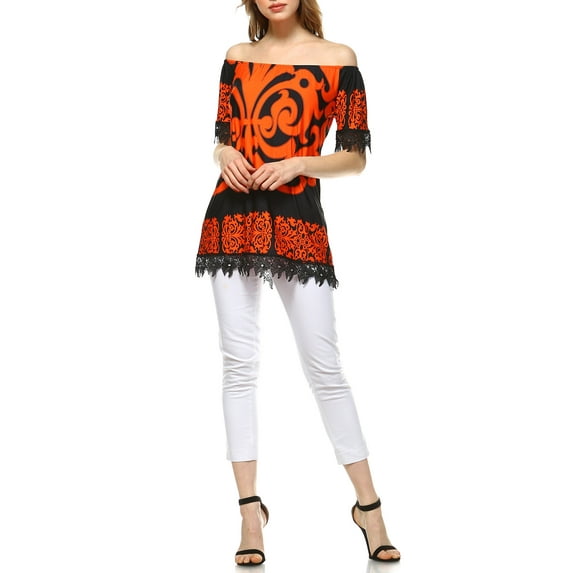 Women's Printed Off the Shoulder Top