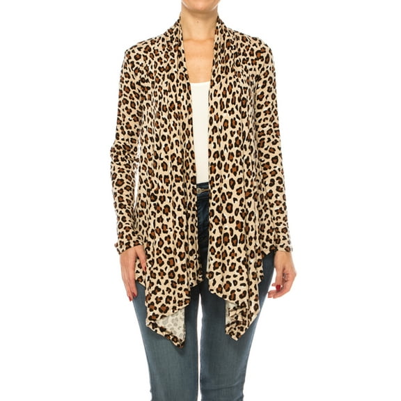Women's Printed Open Front Cardigan with Asymmetric Hem Sizes S to 3XL